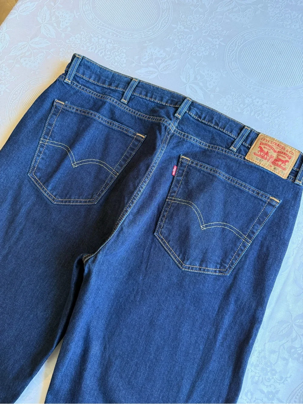 Levi’s Classic Denim 505 Men's Size W40/L32 Dark Blue Straight-Leg Jeans Pants